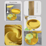 Pineapple Pineapple Cat Tree with Scratching Post & Cozy Perch - Multi-Level Cat Tower with Flower Platform and Hanging Ball for Indoor Cats - 45-Degree Angle