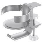 Silver 2-in-1 Rotating Headphone and Cup Holder - No-Drill Aluminum Alloy Desk Clamp Mount for Over-Ear Headsets and Beverages - Space-Saving Organizer for Home Office and Gaming Setup