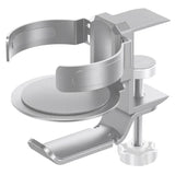 Silver 2-in-1 Rotating Headphone and Cup Holder - No-Drill Aluminum Alloy Desk Clamp Mount for Over-Ear Headsets and Beverages - Space-Saving Organizer for Home Office and Gaming Setup