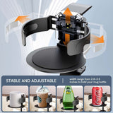 Silver 2-in-1 Rotating Headphone and Cup Holder - No-Drill Aluminum Alloy Desk Clamp Mount for Over-Ear Headsets and Beverages - Space-Saving Organizer for Home Office and Gaming Setup - Front View