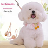 Sky blue Lace Y-Shaped Pet Harness and Leash Set - Breathable Mesh Vest for Small to Medium Dogs and Cats - Comfortable Walking Gear with 150cm Leash(Size:M) - Front View