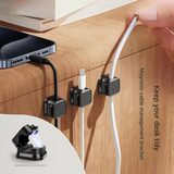 24 White Pack Magnetic Cable Organizer Clips for Desk and Car, Reusable Adhesive Cord Management Holder for Charging Cables, USB Wires, Headphones, HDMI, and Power Cords