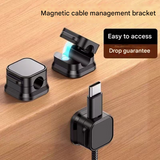 24 Pack Magnetic Cable Organizer Clips with 12 Black and 12 White Pieces, Reusable Adhesive Cord Management Holder for Desk and Car Charging Cables - Front View