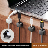 24 Pack Magnetic Cable Organizer Clips with 12 Black and 12 White Pieces, Reusable Adhesive Cord Management Holder for Desk and Car Charging Cables - 45-Degree Angle
