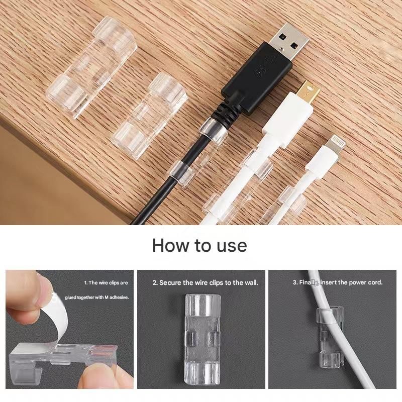 100 Pack Self-Adhesive Cable Clips Non-Marking Cord Management Holder for Desk and Car, Drill-Free Wire Fixer Solution for Local Workspaces(Large size)