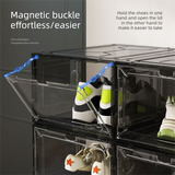 White Transparent Magnetic Shoe Box Stackable Dustproof Sneaker Storage Case for Basketball Shoes Clear Display Organizer for Local Home and Dormitory