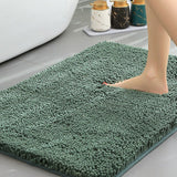 Atrovirens Thickened Chenille Bathroom Floor Mat 50x80cm Super Absorbent Non-Slip TPR Backing Rug for Shower Entrance and Washroom Soft Comfort for Local Households