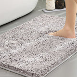 Light gray Thickened Chenille Bathroom Floor Mat 50x80cm Super Absorbent Non-Slip TPR Backing Rug for Shower Entrance and Washroom Soft Comfort for Local Households