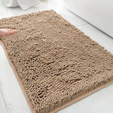 Dark Beige Thickened Chenille Bathroom Floor Mat 50x80cm Super Absorbent Non-Slip TPR Backing Rug for Shower Entrance and Washroom Soft Comfort for Local Households