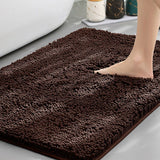 Dark Brown Thickened Chenille Bathroom Floor Mat 50x80cm Super Absorbent Non-Slip TPR Backing Rug for Shower Entrance and Washroom Soft Comfort for Local Households