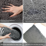 Dark Brown Thickened Chenille Bathroom Floor Mat 50x80cm Super Absorbent Non-Slip TPR Backing Rug for Shower Entrance and Washroom Soft Comfort for Local Households - 45-Degree Angle