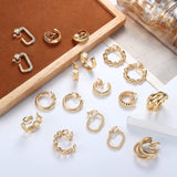 9 Pairs Geometric C-Shaped Non-Pierced Ear Clips Minimalist Hollow Electroplated Alloy Ear Cuffs Painless Fashion Accessory for Local Women - Side View