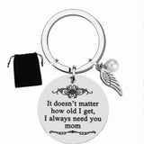 Stainless Steel Mother's Day Keychain with Gift Box and Velvet Bag Gratitude Gift for Mom Meaningful Keepsake for Local Families and Special Celebrations