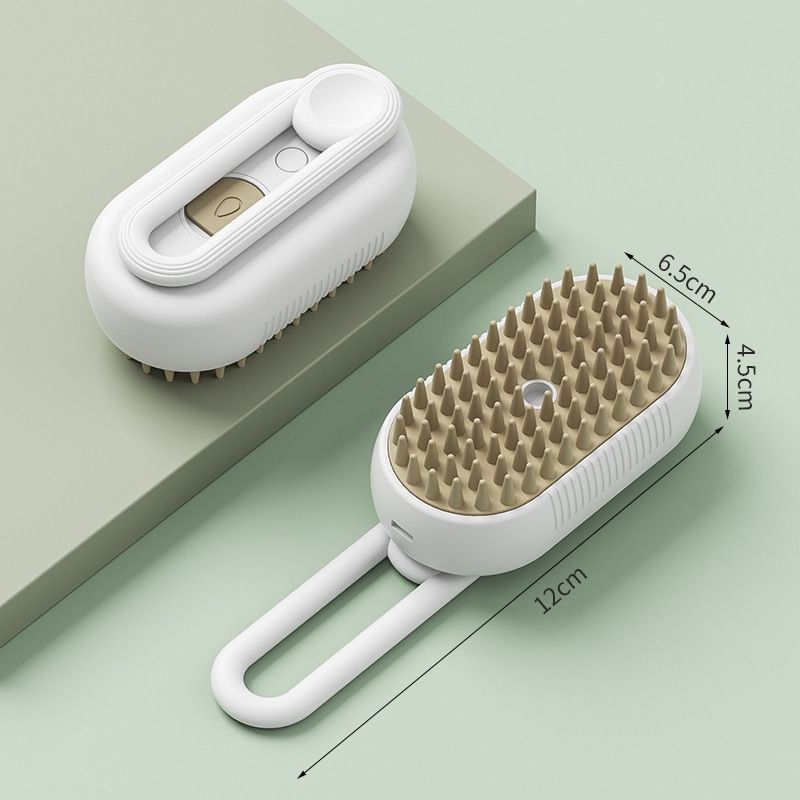 2 Pieces White Pet Electric Spray Massage Comb for Dogs and Cats 3-in-1 Steam Grooming Brush for De-shedding and Waterless Cleaning Solution for Local Pet Owners