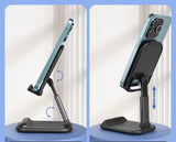 Black Adjustable Desktop Phone Stand Telescopic Foldable Portable Tablet Holder for Home Office and Streaming Ergonomic Solution for Local Professionals - Front View