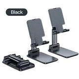Black Adjustable Desktop Phone Stand with Height Extension and Foldable Design for Online Classes and Streaming Comfortable Hands-Free Solution for Local Users