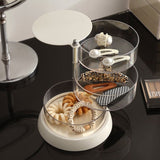 Rotating Jewelry Storage Box Transparent Multi-Compartment Design for Earrings and Hair Accessories Space-Saving Organization Solution for Local Vanities(Four layers)