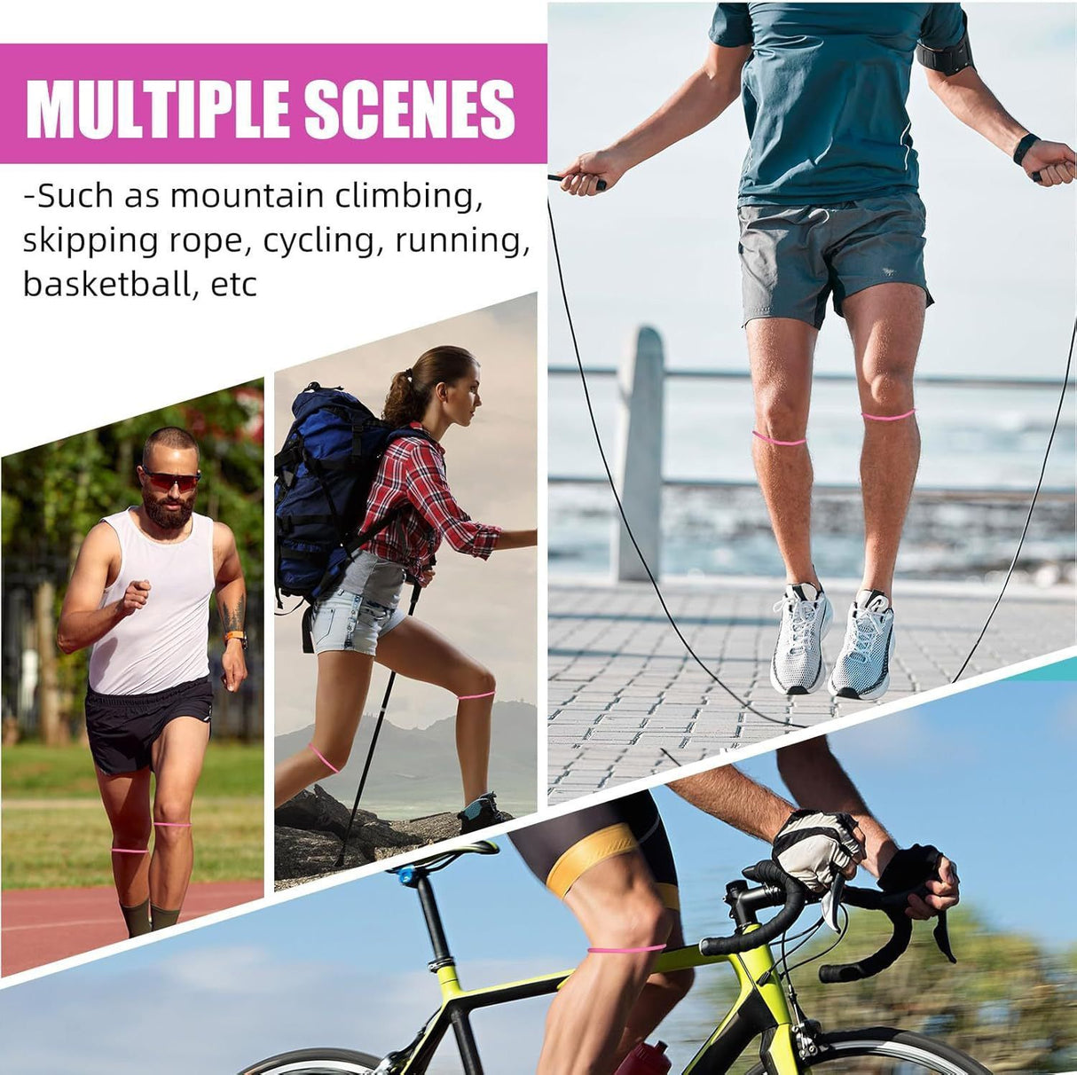 5 Pairs White Patellar Tendon Silicone Stabilizer Knee Straps for Running and Basketball, Breathable Elastic Support Bands for Local Active Individuals