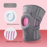 Grayish pink Adjustable Open Patella Knee Brace with Spring Support and Compression Straps for Basketball Squats and Running Joint Protection for Local Athletes