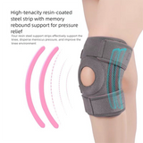 Grayish pink Adjustable Open Patella Knee Brace with Spring Support and Compression Straps for Basketball Squats and Running Joint Protection for Local Athletes - Front View