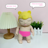 White 26CM Large Squeeze Ugly Doll Stress Relief Toy Slow Rebound TPR Sand-Filled Squishy Figure for Local Home Pretend Play and Anxiety Reduction(Yellow hat and red trousers)