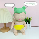 White 26CM Large Squeeze Ugly Doll Stress Relief Toy Slow Rebound TPR Sand-Filled Squishy Figure for Local Home Pretend Play and Anxiety Reduction(Green hat and yellow trousers)