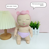 White 26CM Large Squeeze Ugly Doll Stress Relief Toy Slow Rebound TPR Sand-Filled Squishy Figure for Local Home Pretend Play and Anxiety Reduction(Pink cap and purple trousers)