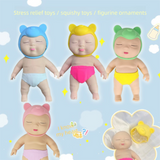 Black 26CM Large Squeeze Ugly Doll Stress Relief Toy Slow Rebound TPR Sand-Filled Squishy Figure for Local Home Pretend Play and Anxiety Reduction(Yellow hat and red trousers) - Side View