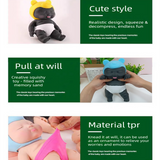 Black 26CM Large Squeeze Ugly Doll Stress Relief Toy Slow Rebound TPR Sand-Filled Squishy Figure for Local Home Pretend Play and Anxiety Reduction(Yellow hat and red trousers) - Top-Down View