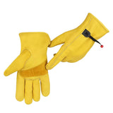 Size XXL Golden Yellow Top-Grain Cowhide Protective Work Gloves, Durable Wear-Resistant Labor Safety Solution for Local Industrial Professionals