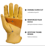 Size XXL Golden Yellow Top-Grain Cowhide Protective Work Gloves, Durable Wear-Resistant Labor Safety Solution for Local Industrial Professionals - Top-Down View