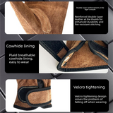 Size M Heavy-Duty Cowhide Protective Gloves with Heat Resistant and Wear-Proof Leather for Outdoor Camping Welding and Industrial Work Reliable Hand Guard for Local Professionals - 45-Degree Angle