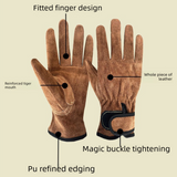 Size 2XL Heavy-Duty Cowhide Protective Gloves with Heat Resistant and Wear-Proof Leather for Outdoor Camping Welding and Industrial Work Reliable Hand Guard for Local Professionals - Top-Down View