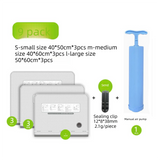 Nine Vacuum Storage Bags Set with Hand Pump - Space Saving Compression Bags for Travel & Wardrobe Organization