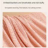 Beige Elegant Openwork Knitted Throw Blanket with Tassels - 127x180cm Large Decorative Soft Sofa Blanket for Living Room & Bedroom - Breathable Cozy Cover for Travel & Office Nap - Front View