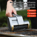 3-in-1 Black Cordless Electric Grill Cleaner Built-in LED & USB Charging - Waterproof High Power BBQ Cleaning Brush with 2-Speed Setting