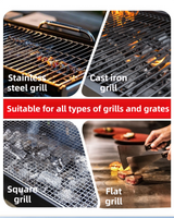 3-in-1 Black Cordless Electric Grill Cleaner Built-in LED & USB Charging - Waterproof High Power BBQ Cleaning Brush with 2-Speed Setting - Close-Up Angle