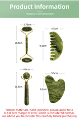 4-in-1 Natural Xiuyan Jade Facial Roller and Gua Sha Set for Face and Body Massage - Top-Down View