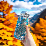 Blue Peacock Pattern Handmade Luxury Diamond Insulated Water Bottle – Bling Rhinestone 304 Stainless Steel Pocket Mug (260ml)