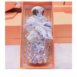 White Baby Bear Handmade Luxury Diamond Insulated Water Bottle – Bling Rhinestone 304 Stainless Steel Pocket Mug (260ml)