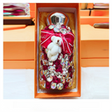Red Baby Bear Handmade Luxury Diamond Insulated Water Bottle – Bling Rhinestone 304 Stainless Steel Pocket Mug (260ml)