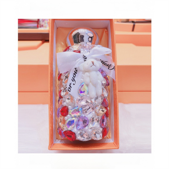 Purple Baby Bear Handmade Luxury Diamond Insulated Water Bottle – Bling Rhinestone 304 Stainless Steel Pocket Mug (260ml)