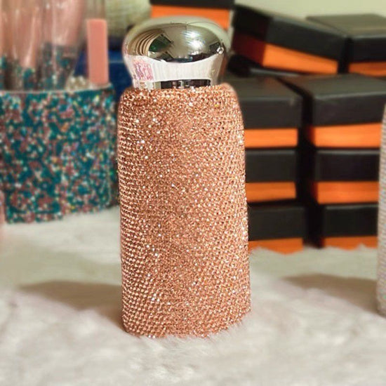 Champagne Handmade Luxury Diamond Insulated Water Bottle – Bling Rhinestone 304 Stainless Steel Pocket Mug (260ml)