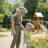 80CM Grey Funny Dinosaur Skeleton Plush Headwear – Quirky Bone Fossil Plushie Hat & Huggable Doll for Party Costumes and Birthday Gifts - Side View