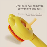 2 Pcs Yellow Pet Self-Cleaning Slicker Brush for Cats and Dogs - Rabbit Ear Design with Stainless Steel Needles and ABS Handle - Gentle Deshedding and Massage Tool for Long Hair Breeds - Top-Down View