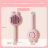 2 Pcs Pink Pet Self-Cleaning Slicker Brush for Cats and Dogs - Rabbit Ear Design with Stainless Steel Needles and ABS Handle - Gentle Deshedding and Massage Tool for Long Hair Breeds