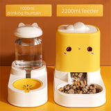 Pink  Cat & Dog Automatic Feeder & Waterer Set – 2-in-1 Dry & Wet Separation Station with 2200ml Food & 1000ml Water Capacity