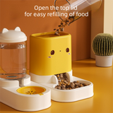 Pink  Cat & Dog Automatic Feeder & Waterer Set – 2-in-1 Dry & Wet Separation Station with 2200ml Food & 1000ml Water Capacity - Side View