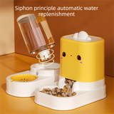 Pink  Cat & Dog Automatic Feeder & Waterer Set – 2-in-1 Dry & Wet Separation Station with 2200ml Food & 1000ml Water Capacity - Top-Down View