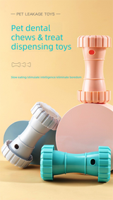 2 Pack（Grey+Pink）: Cat and Dog Treat Dispenser Toy – Interactive, Durable, Bite-Resistant Slow-Feeder, Dumbbell and Tire-Shaped Pet Toy
